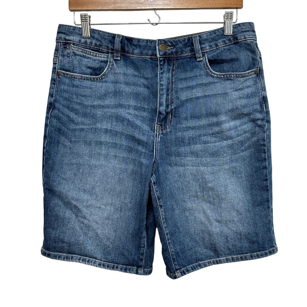 Wrangler Denim Shorts Womens 12‎ Blue High Rise Stretch Bermuda Jean Shorts